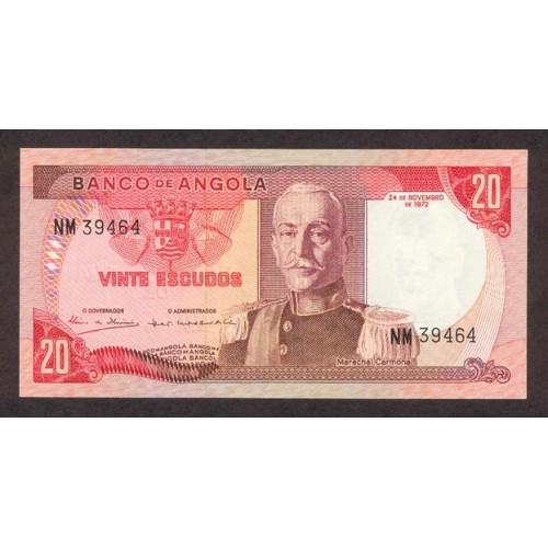 1972 - Angola P99 Billete de 20 Escudos