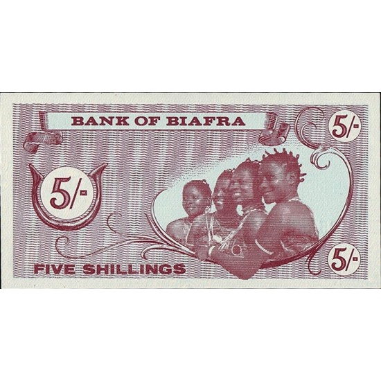 1967 -Biafra PIC 1 5 Shillings banknote 1967 -Biafra PIC 1 5 Shillings banknote