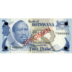 1979 -  Boswana PIC 2s   billete de 2 Pulas Especimen