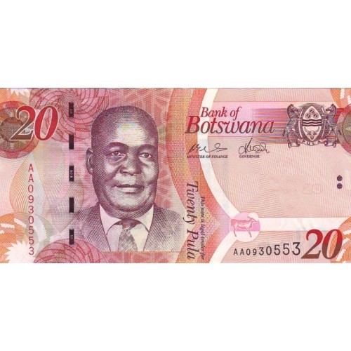 2009 - Botswana PIC 31a billete de 20 Pula