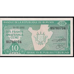 2003 - Burundi PIC 33d 10 Francs banknote