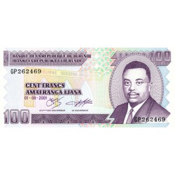 2001 - Burundi PIC 37c 100 Francs banknote