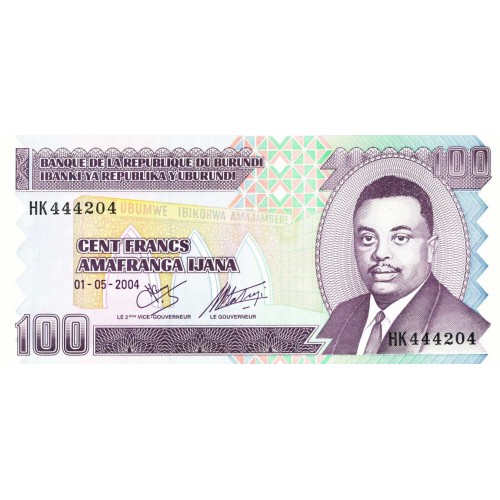 2004 - Burundi PIC 37d billete de 100 Francos