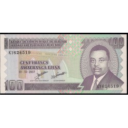 2007 - Burundi PIC 37f billete de 100 Francos