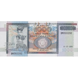 2000 - Burundi PIC 39c 1000 Francs banknote