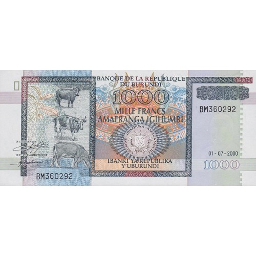 2000 - Burundi PIC 39c 1000 Francs banknote