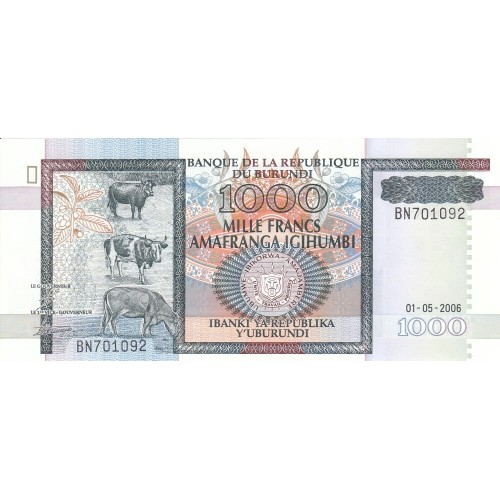 2006 - Burundi PIC 39d billete de 1000 Francos
