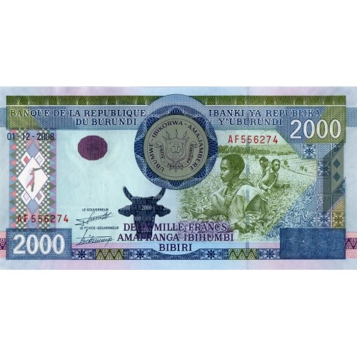 2008 - Burundi PIC 47 1000 Francs banknote