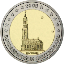 2008 - Germany 2€ commemorative Coin Hamburgo ( J )