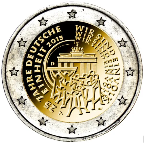 2015 - Germany 2€ commemorative Coin 25 Anv. Germany Unification (F)