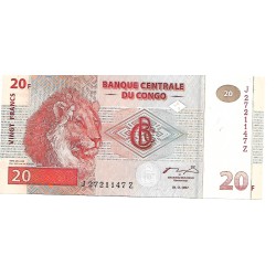 1997 - Congo Democratic Republic PIC 88A 20 Francs banknote