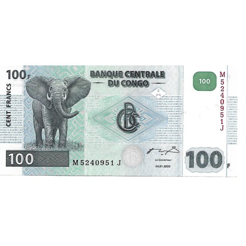 2000 - Congo Democratic Republic PIC 92 100 Francs banknote