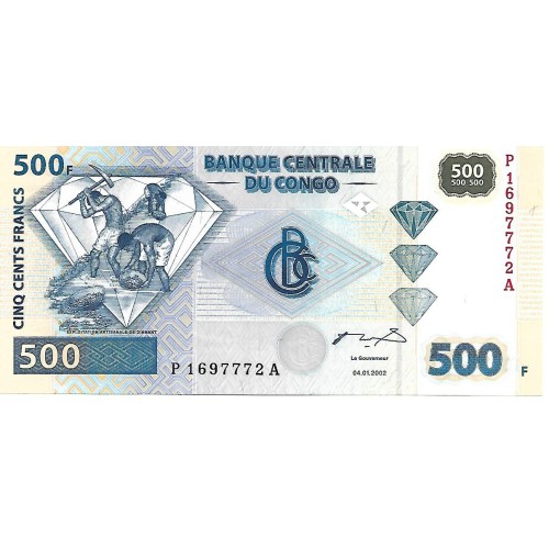 2002 - Congo Democratic Republic PIC 96A 500 Francs banknote