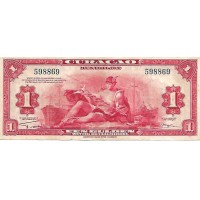 1942 - Curacao PIC 35a 1 Gulden VF