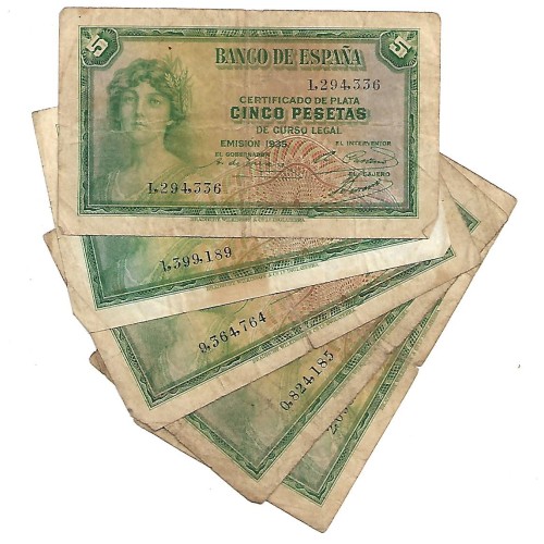 LOT SPAIN (5 banknotes PIC 85 F/G)