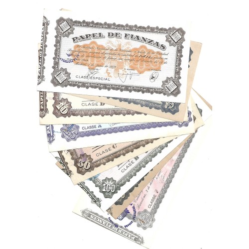 LOT SPAIN (8 banknotes 5 pesetas to 10.000 pesetas UNC)