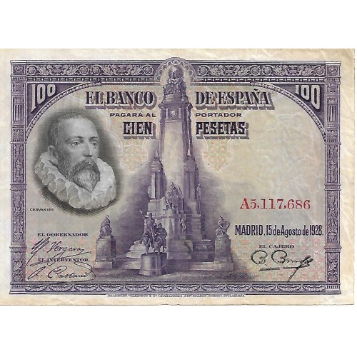 1928 - España GU 371 billete de 100 pesetas BC