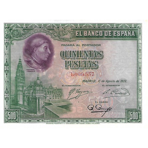 1928 - Spain PIC 77 500 pesetas UNC- 1928 - Spain PIC 77 500 pesetas UNC-