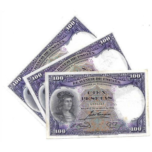 1931 - España GU 376 billete de 100 pesetas BC