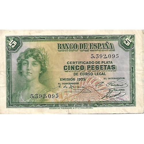 1935 - España GU 379 billete de 5 pesetas BC