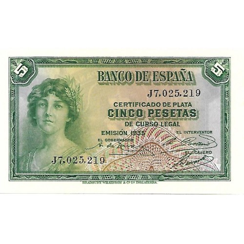 1935 - España GU 380A billete de 5 pesetas S/C 1935 - España GU 380A billete de 5 pesetas S/C