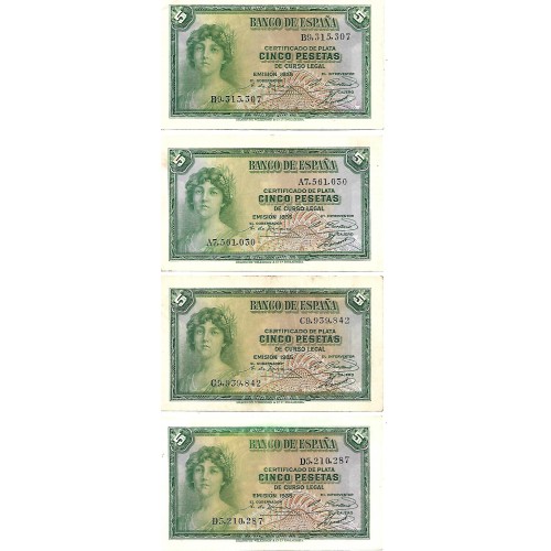 1935 - España GU 380 billete de 5 pesetas MBC