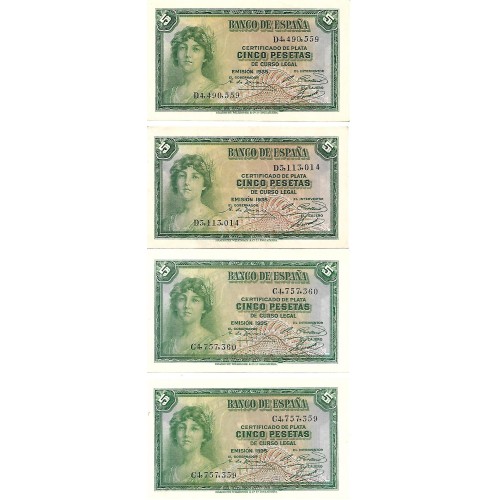1935 - Spain PIC 85 5 pesetas UNC- 1935 - Spain PIC 85 5 pesetas UNC-