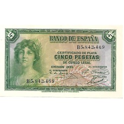 1935 - España GU 380 5 pesetas S/C