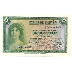 1935 - Spain PIC 85 5 pesetas UNC 1935 - Spain PIC 85 5 pesetas UNC