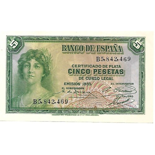 1935 - España GU 380 billete de 5 pesetas S/C 1935 - España GU 380 billete de 5 pesetas S/C