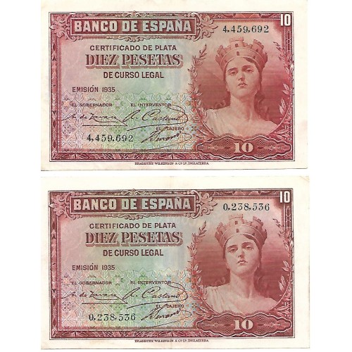 1935 - España GU 381 billete de 10 pesetas MBC