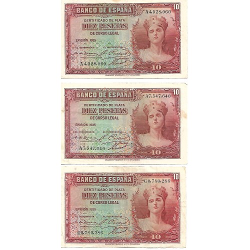1935 - España GU 382 billete de 10 pesetas BC