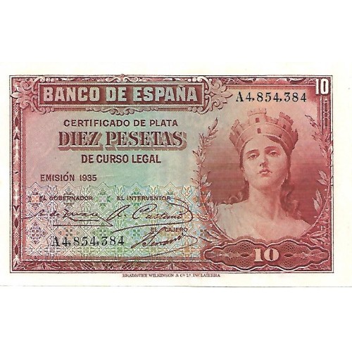 1935 - Spain PIC 86 10 pesetas UNC 1935 - Spain PIC 86 10 pesetas UNC
