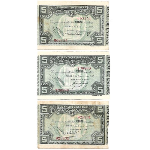 1937 - España GU 395 billete de 5 pesetas BC