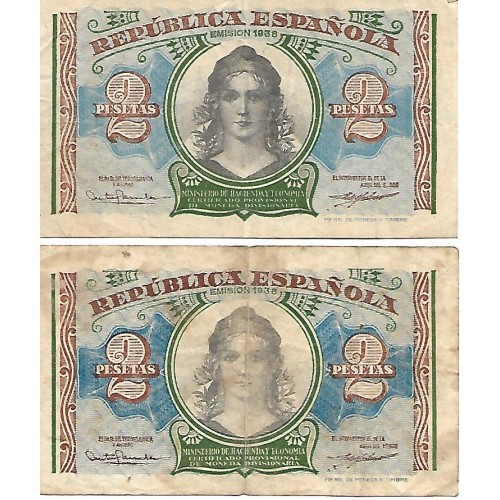 1938 - España GU 420 billete de 2 pesetas BC