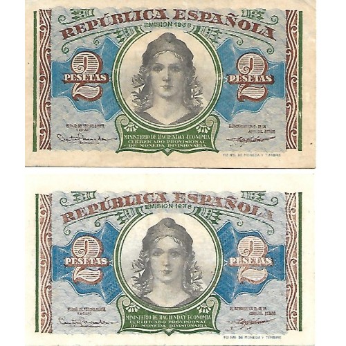 1938 - España GU 420 billete de 2 pesetas MBC