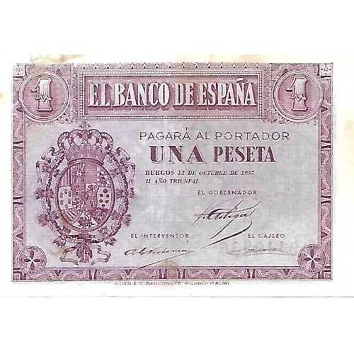 1937 - España GU 430 billete de 1 peseta MBC