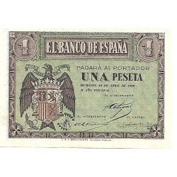 1938 - Spain PIC 108 1 peseta UNC 1938 - Spain PIC 108 1 peseta UNC