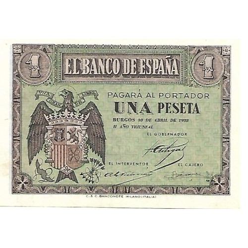 1938 - España GU 433 billete de 1 peseta S/C