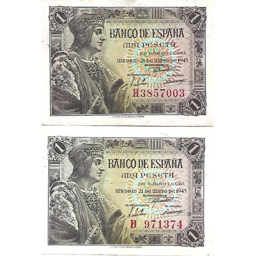 1943 - España GU 439 1 peseta EBC
