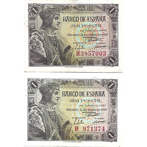 1943 - España GU 439 billete de 1 peseta EBC