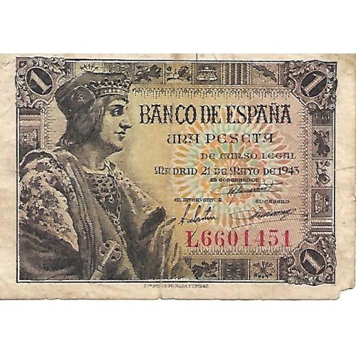 1943 - España GU 439 billete de 1 peseta MC
