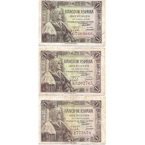 1945 - España GU 441 billete de 1 peseta BC