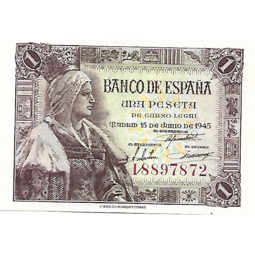 1945 - Spain PIC 128 1 peseta UNC