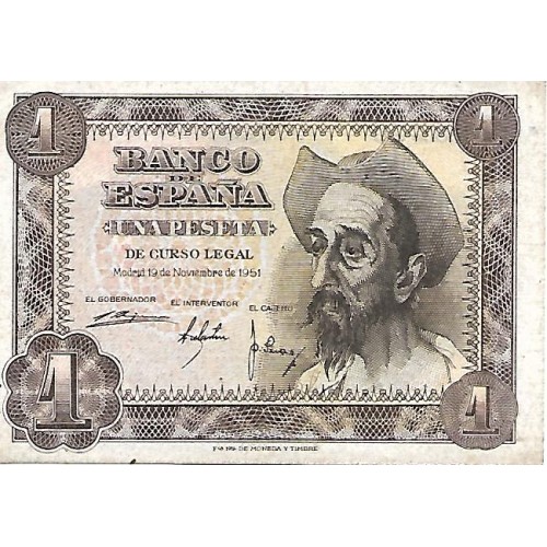 1951 - España GU 444 billete de 1 peseta BC