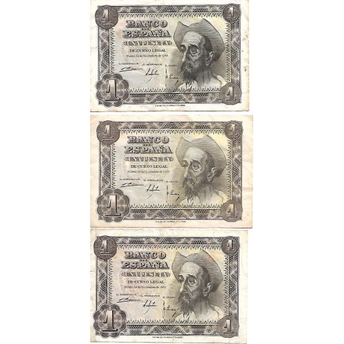 1951 - España GU 445 billete de 1 peseta BC CON SERIE