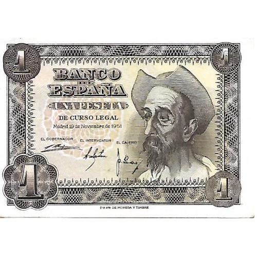 1951 - Spain PIC 139 1 peseta UNC