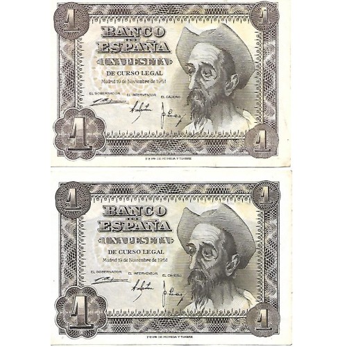 1951 - España GU 445 billete de 1 peseta MBC
