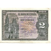 1938 - Spain PIC 109 2 pesetas XF