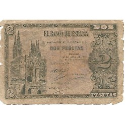 1938 - Spain PIC 109 2 pesetas PR 1938 - Spain PIC 109 2 pesetas PR